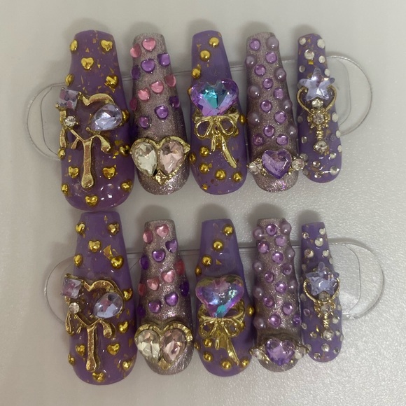 Color Changing and Metallic Handmade Press On Nail Set Purple - Picture 3 of 16